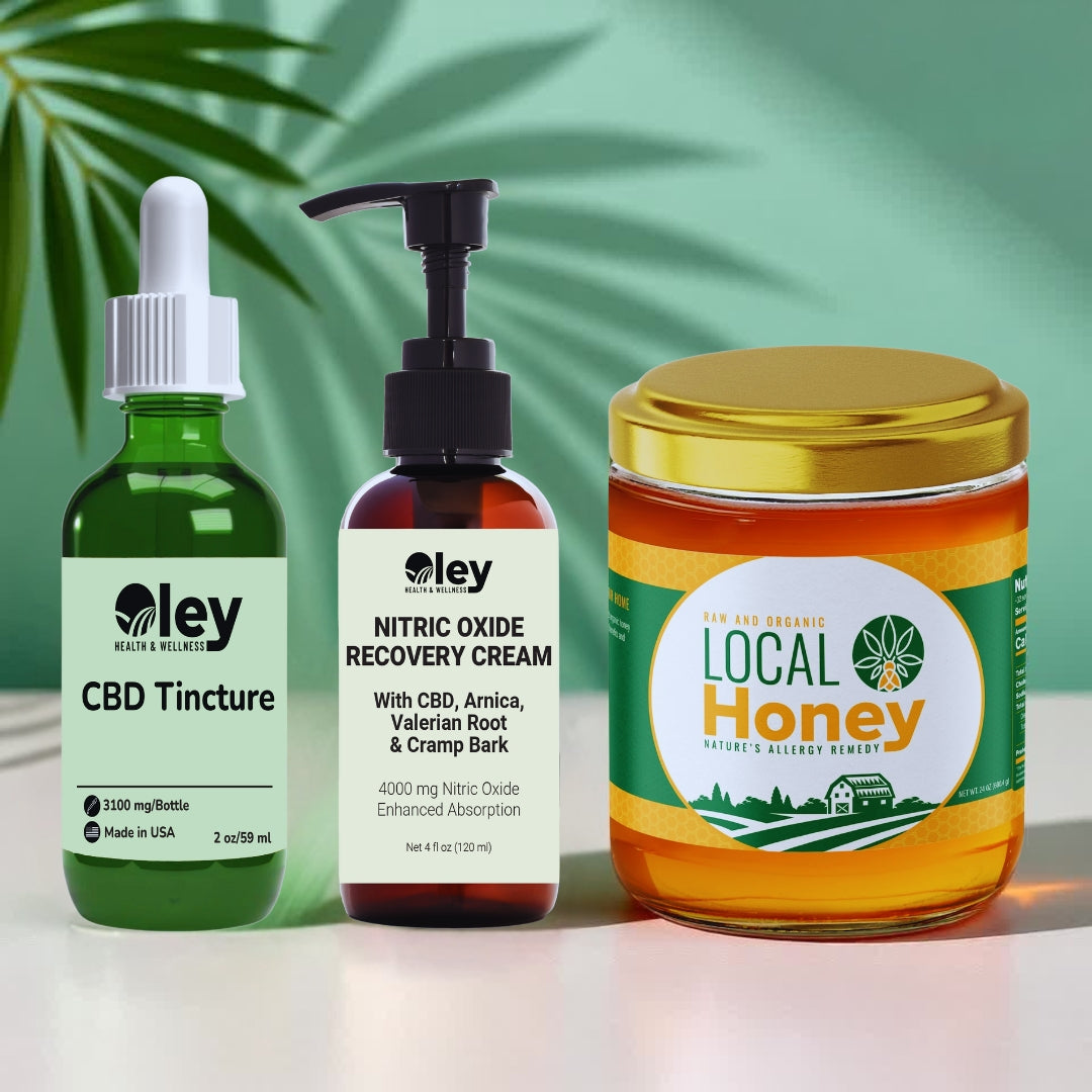 Full-Spectrum Day Tincture, Nitric Oxide Cream (4oz) & Local Honey
