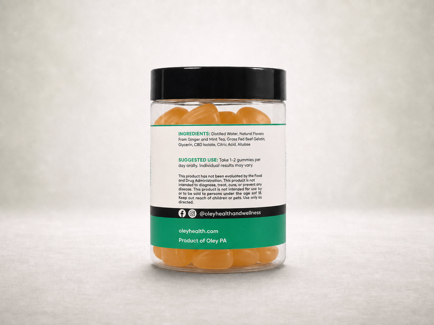 Full-Spectrum CBD Gummies - Ginger and Mint Tea Sugar Free