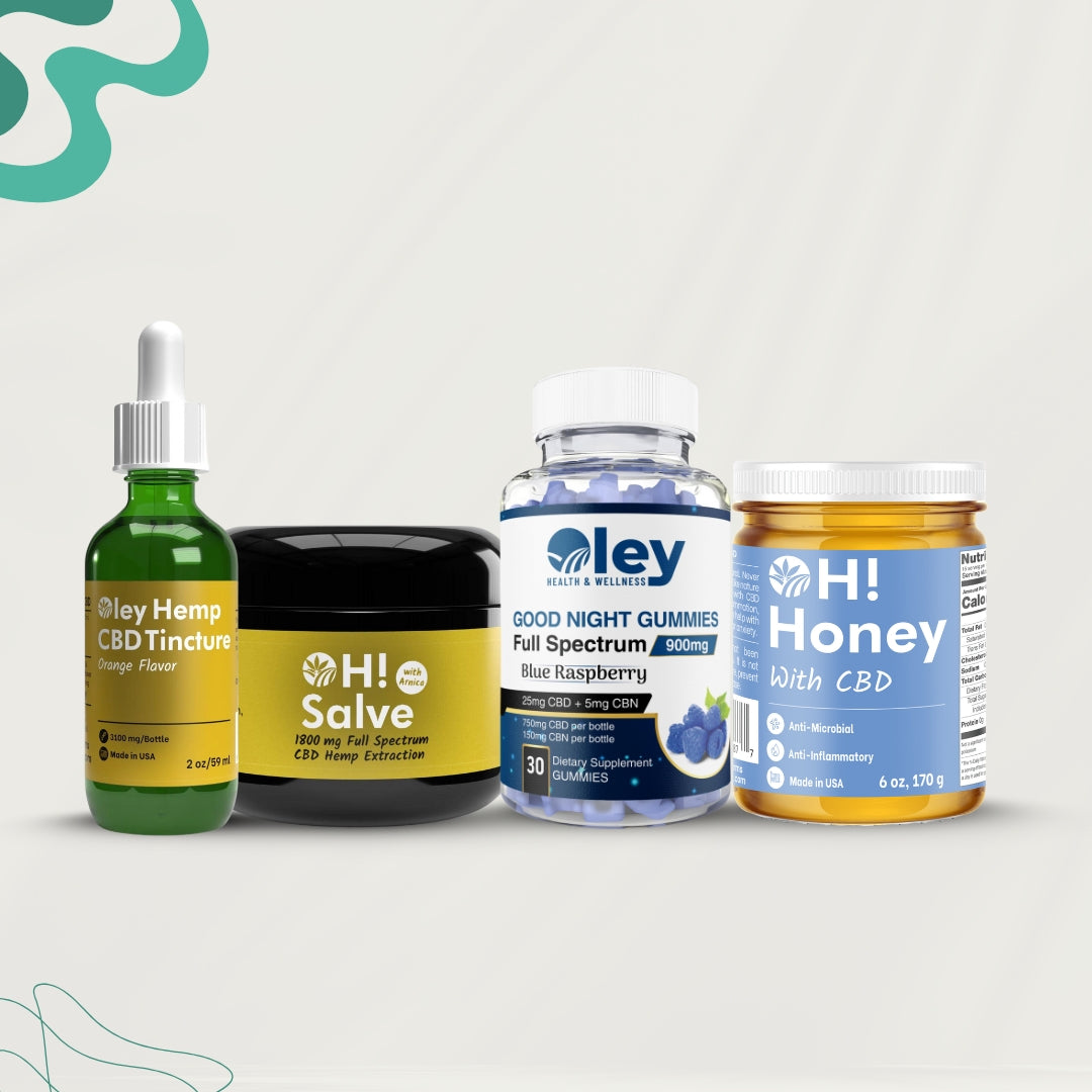 Day Tincture + Night Gummies + CBD Honey + 1800mg Salve