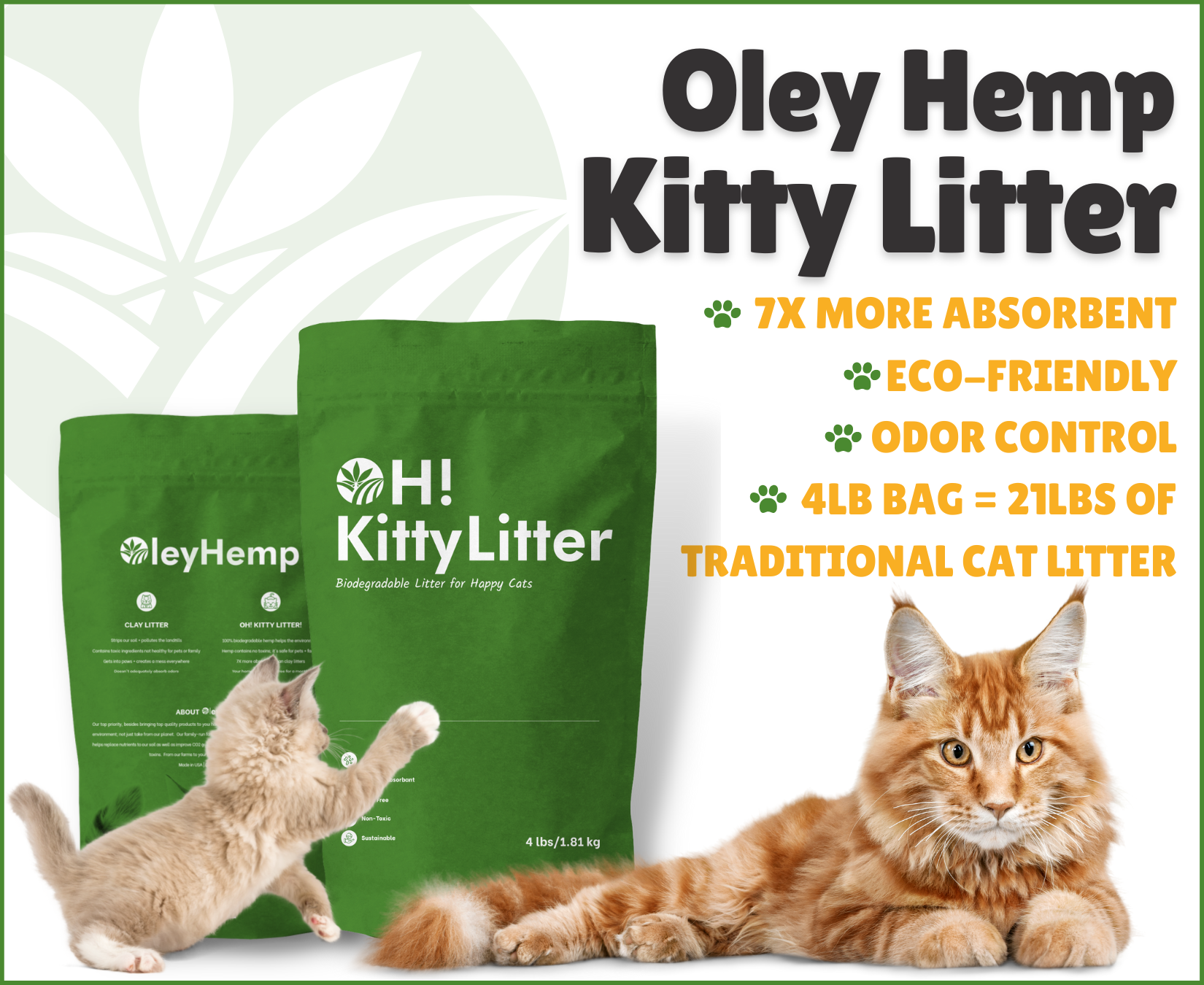 Organic Cat Litter made from Hemp - Oley Hemp